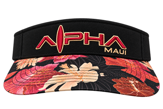 Alpha Maui Drop Top Hibiscus visor with uniform product framing