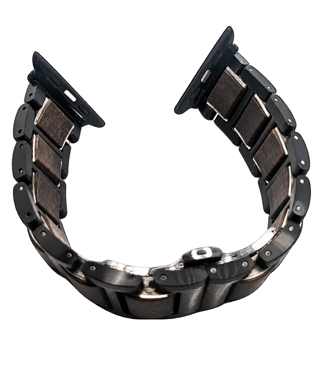 Alpha Maui Caliber black sandalwood and stainless steel Apple Watch band