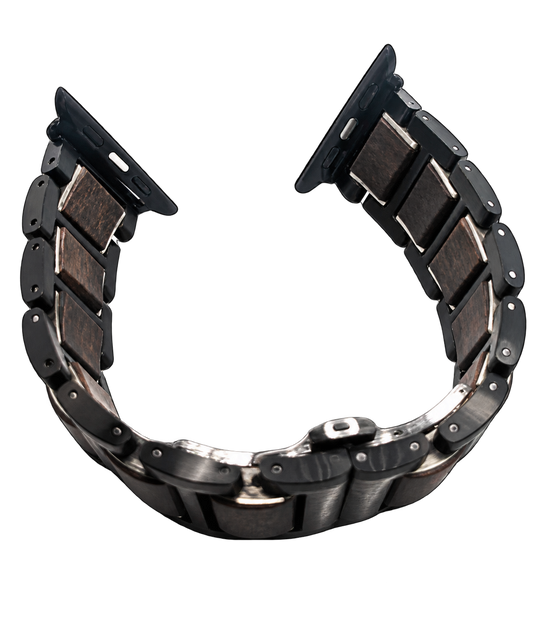 Alpha Maui Caliber black sandalwood and stainless steel Apple Watch band