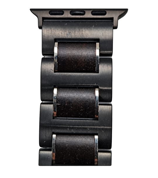 Alpha Maui Caliber black sandalwood and stainless steel Apple Watch band