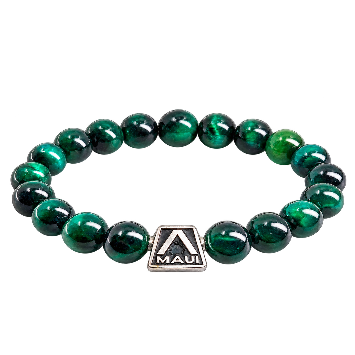 Alpha Maui Green Tigerlet – Green Tiger Eye Bracelet — centered front view