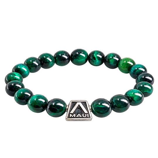 Alpha Maui Green Tigerlet – Green Tiger Eye Bracelet — centered front view