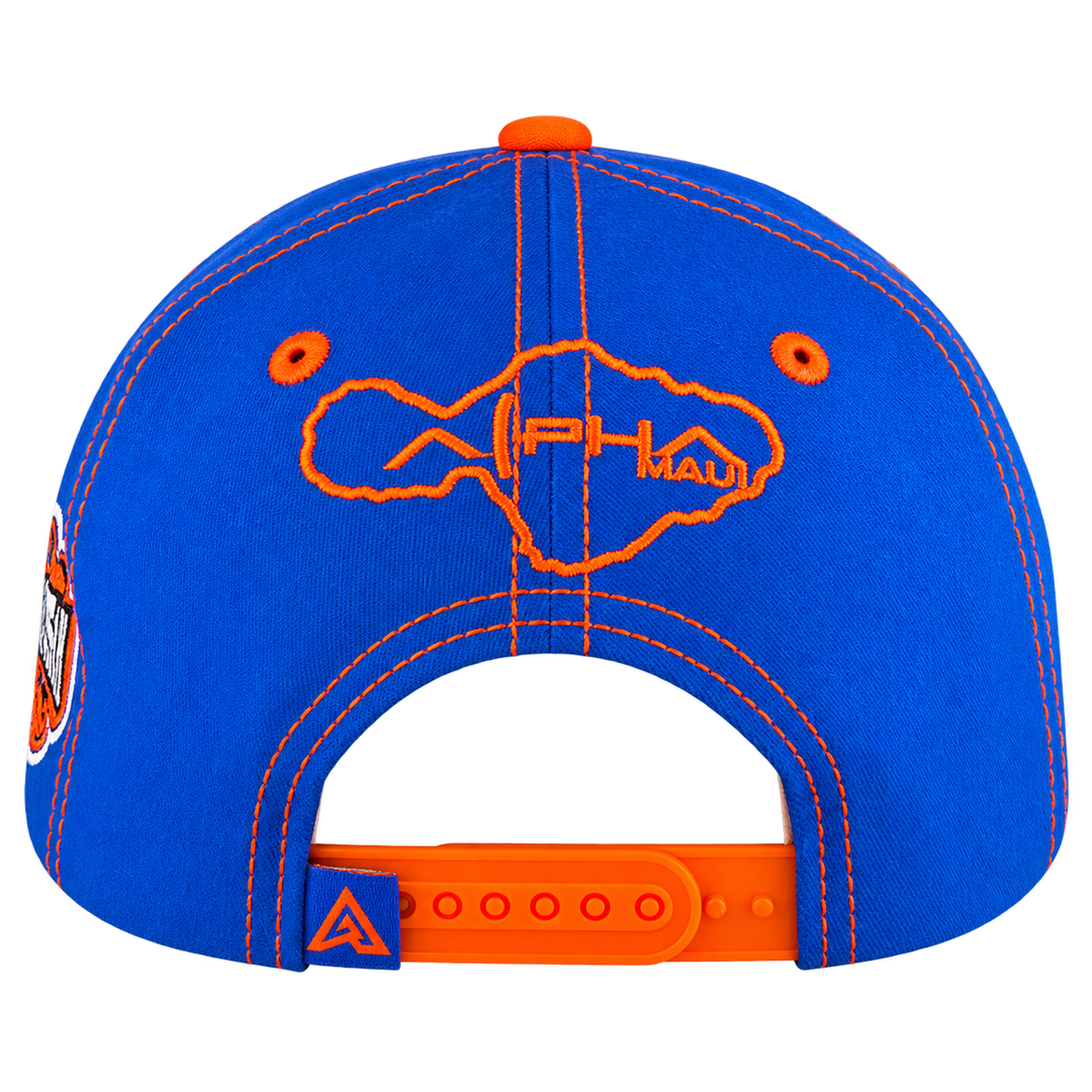 Hoops cap Maui embroidery and adjustable orange snapback rear view