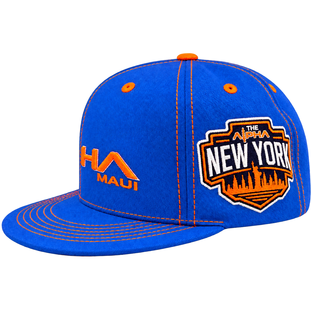 Hoops royal blue cotton cap New York patch side view