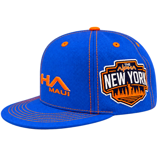 Hoops royal blue cotton cap New York patch side view