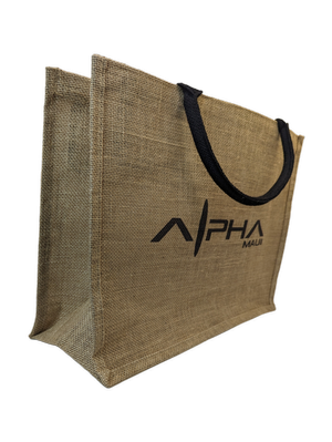Alpha Maui Jute Burlap Tote Bag