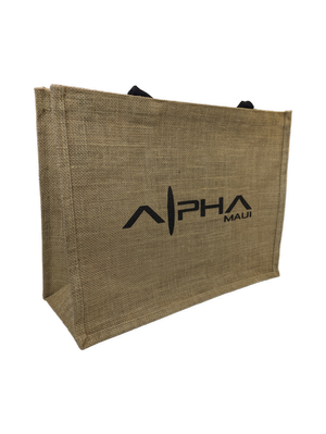 Alpha Maui Jute Burlap Tote Bag