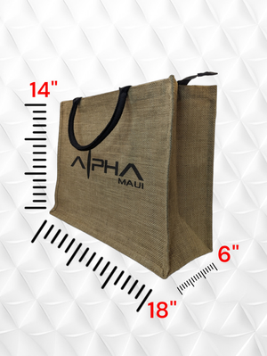 Alpha Maui Jute Burlap Tote Bag