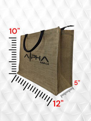 Alpha Maui Jute Burlap Tote Bag