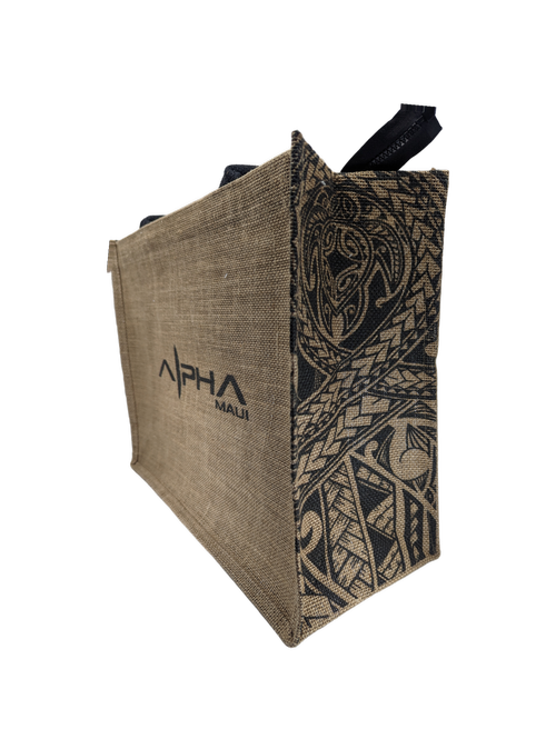 Alpha Maui Jute Burlap Tote Bag