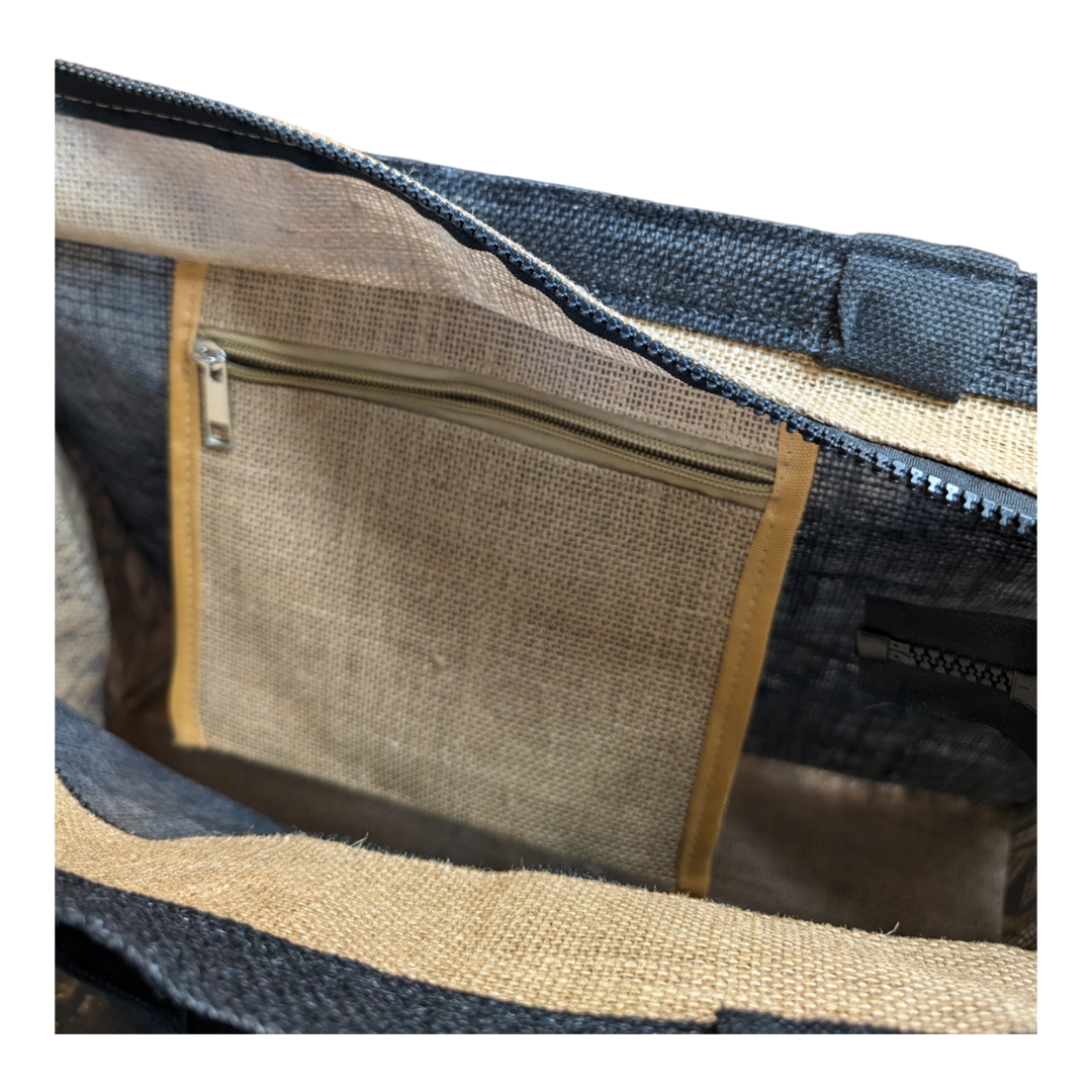 Alpha Maui Jute Burlap Tote Bag