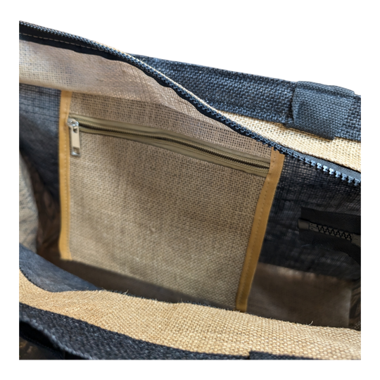 Alpha Maui Jute Burlap Tote Bag