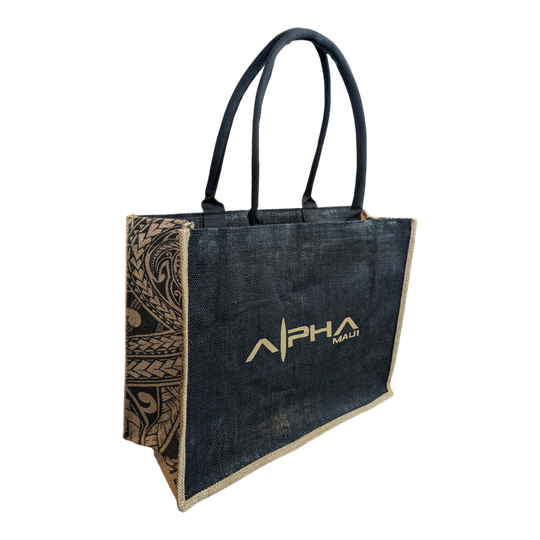 Alpha Maui Jute Burlap Tote Bag