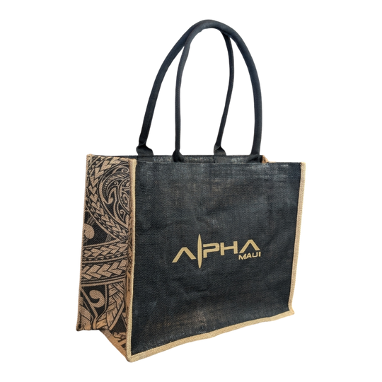 Alpha Maui Jute Burlap Tote Bag