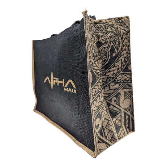 Alpha Maui Jute Burlap Tote Bag