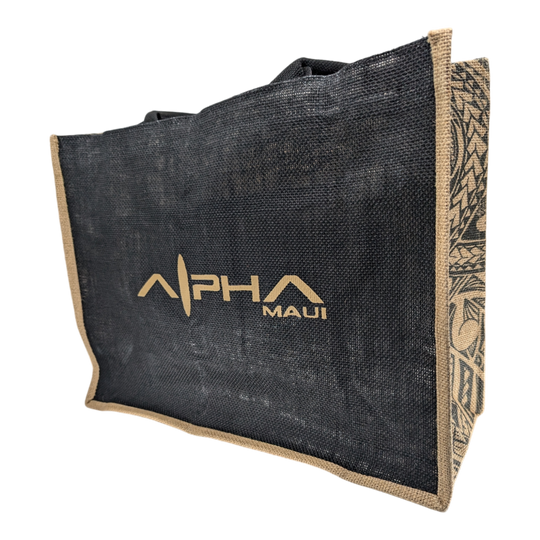 Alpha Maui Jute Burlap Tote Bag