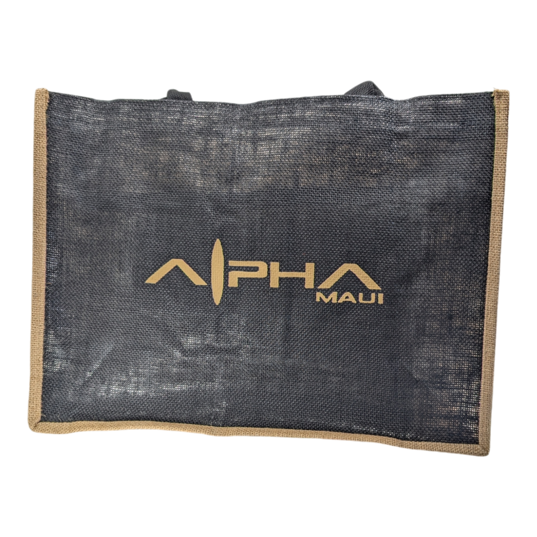 Alpha Maui Jute Burlap Tote Bag