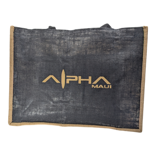 Alpha Maui Jute Burlap Tote Bag