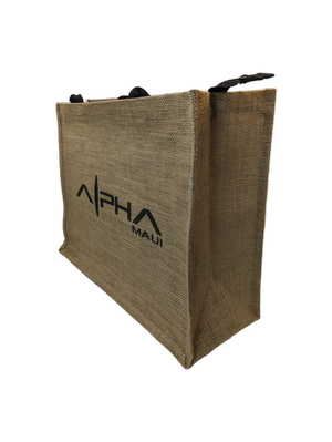 Alpha Maui Jute Burlap Tote Bag