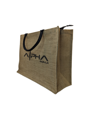Alpha Maui Jute Burlap Tote Bag