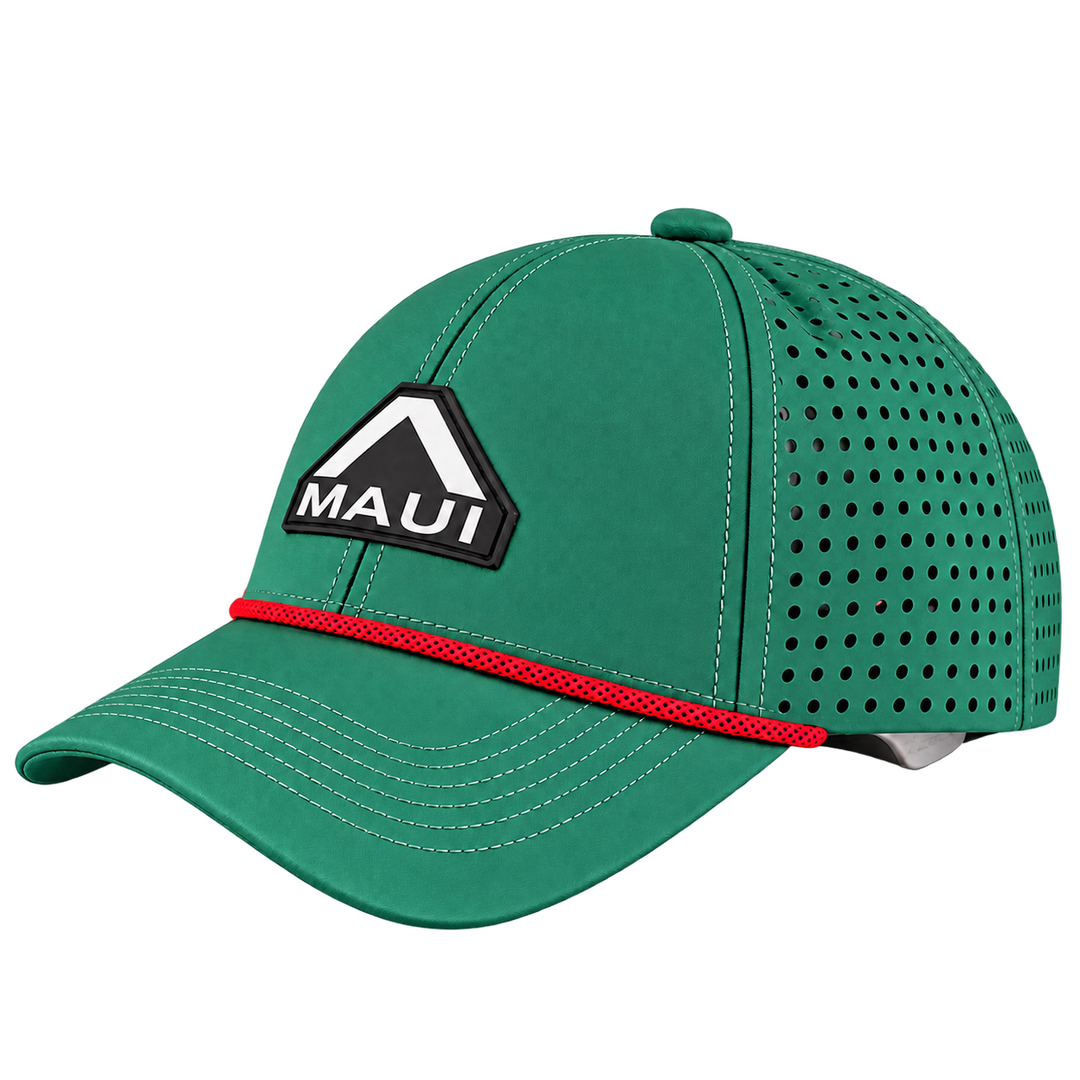 Alpha Maui Merry green cap – curve left view