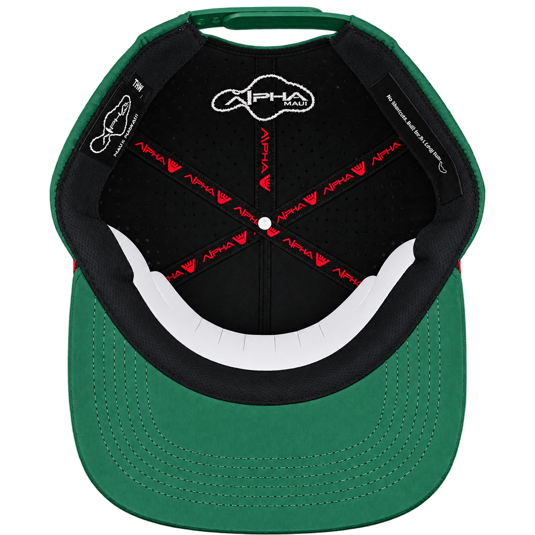 Alpha Maui Merry green cap – interior view