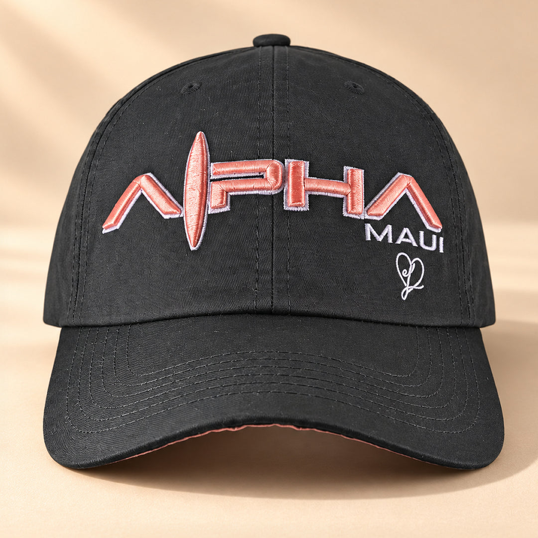 Alpha Maui Oluwalu Cap — unified curve framing, V2 background