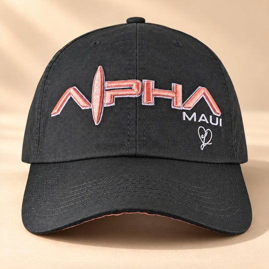 Alpha Maui Oluwalu Cap — unified curve framing, V2 background