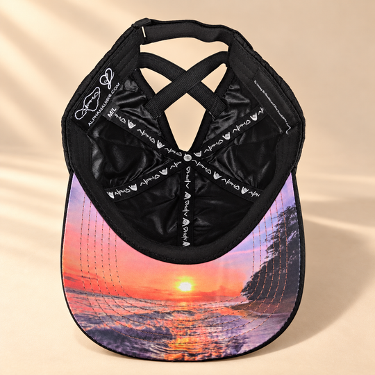 Alpha Maui Oluwalu ponytail cap satin lining and actual Oluwalu photograph under bill