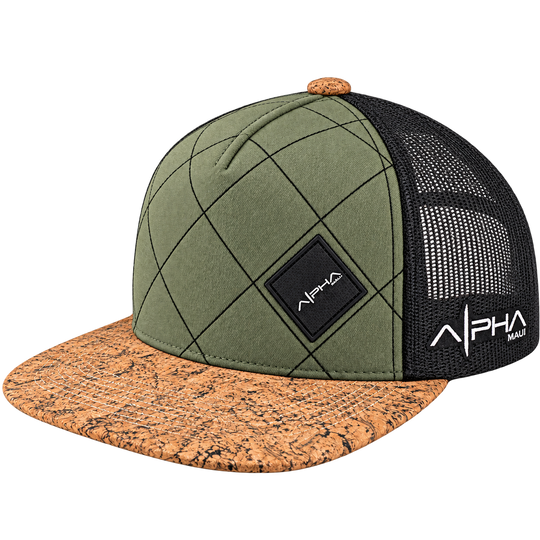 Alpha Maui Racer cap green logo side view