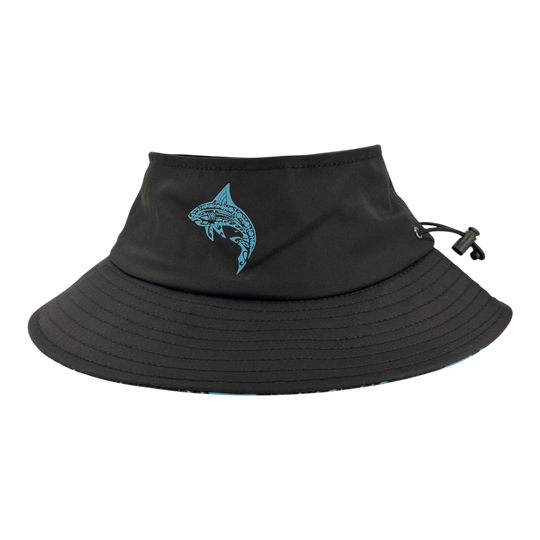 Alpha Maui Shark Bucks open-top bucket cap with Adi Sherman shark artwork