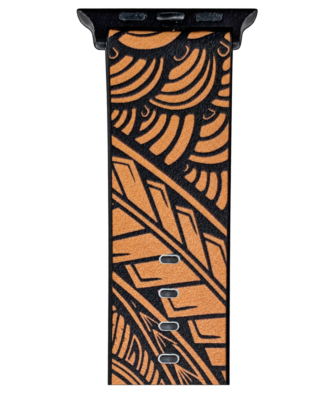 Alpha Maui Tribal leather Apple Watch band with artwork by Adi Sherman
