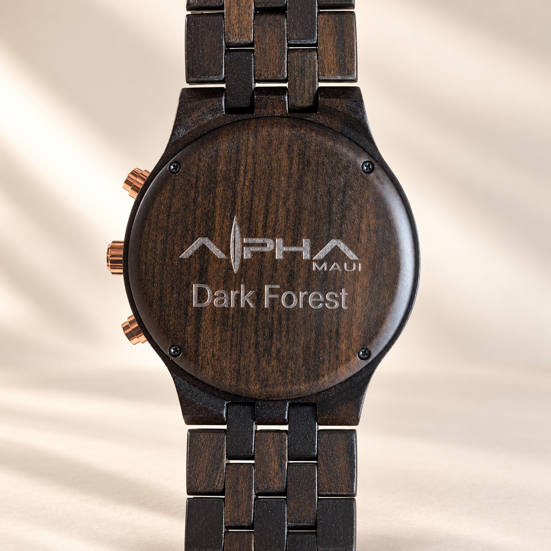 Dark Forest engraved wood case back
