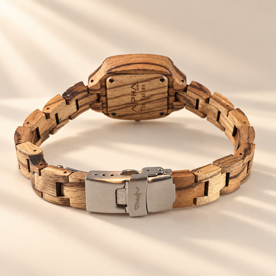 The Wahine stainless steel clasp and zebrawood bracelet