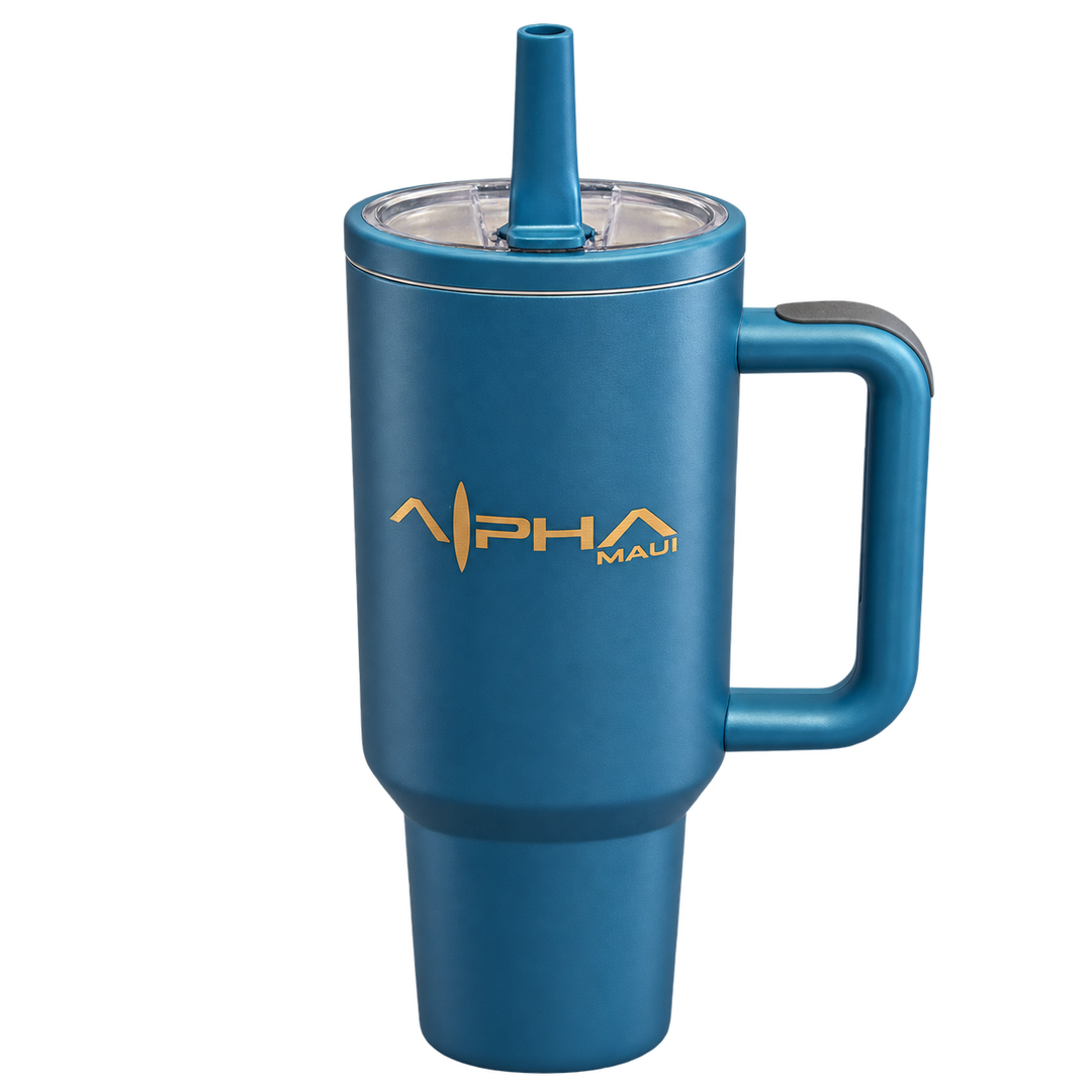 Tribal Wave 40 oz water bottle Alpha Maui logo side