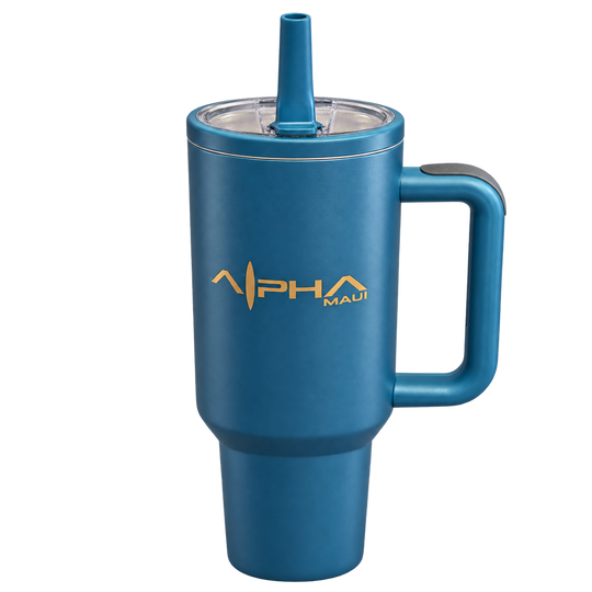 Tribal Wave 40 oz water bottle Alpha Maui logo side