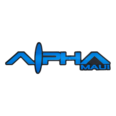 A logo featuring the text "Let The Universe...Do It's Thing" in bold blue letters on a black background. The letter "L" in "Let" is stylized to resemble a wave or surfboard, capturing the spirit of Aloha and emphasizing a Hawaiian or oceanic theme.
